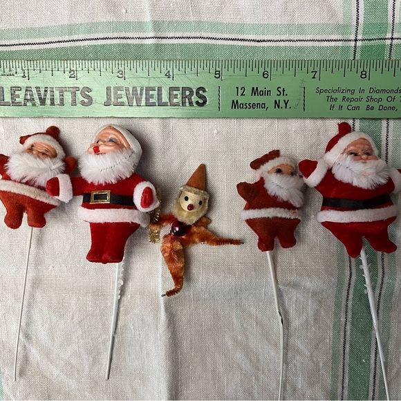 5 chenille fuzzy Santa Clause vintage - Picture 12 of 13